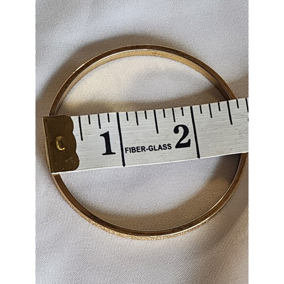 Vintage Classic MONET Signed Gold Tone Brushed Textured Bangle Bracelet - Picture 7 of 7